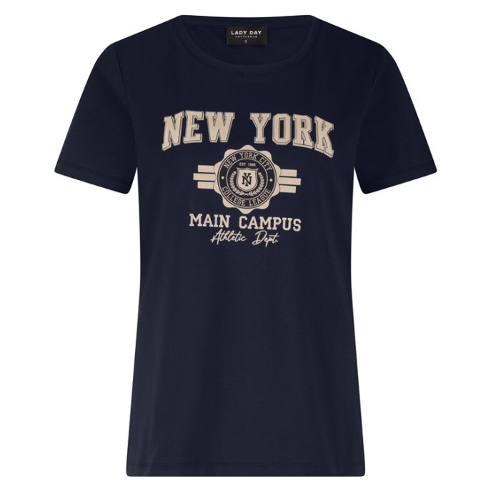 Lady Day T-shirt Maisy opdruk Marine blue Camel